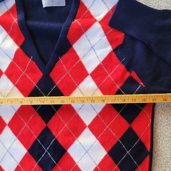 Vintage BERK 100% Pure Cashmere Men's Sweater - Red, White, and Navy Blue Size L - Picture 5 of 10